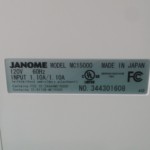 Serial number of Janome 15000